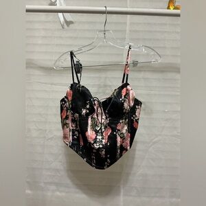 Floral Black and Pink Women's Tank Top